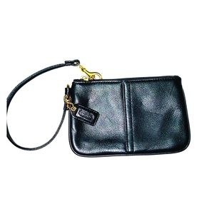 Coach black leather wristlet